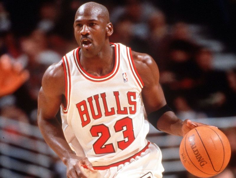 Michael Jordan NBA player, face and soul Air Jordans Brand, playing basketball.
