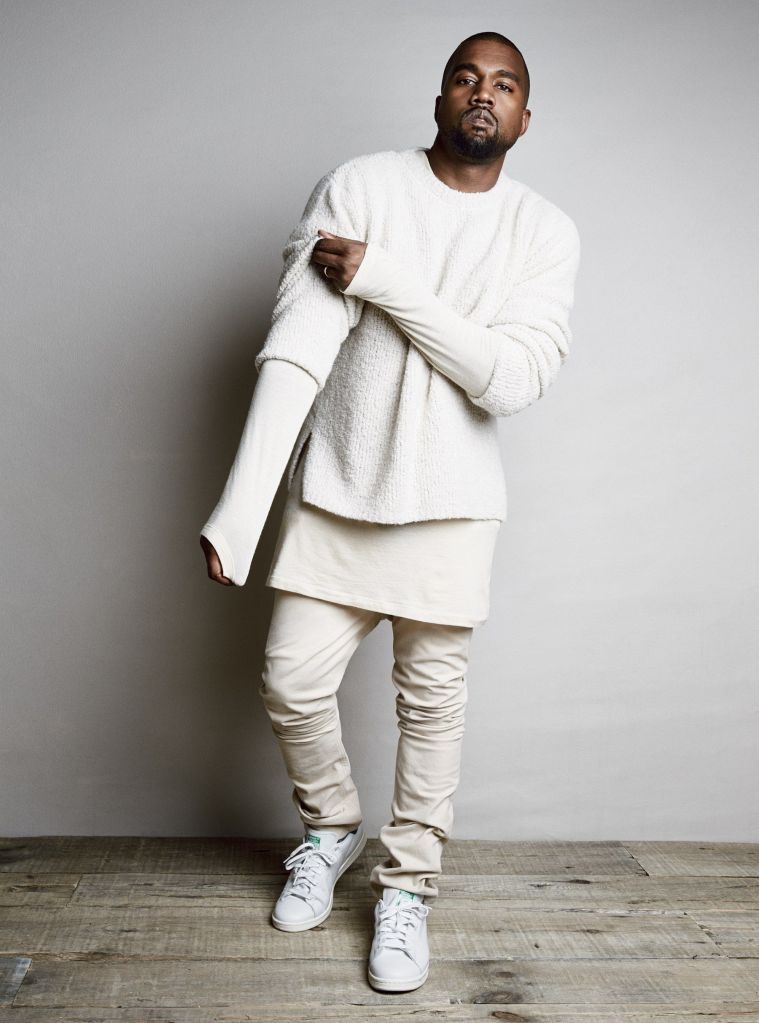 Kanye Fashion Outfit Wearing Adidas Sneakers 
